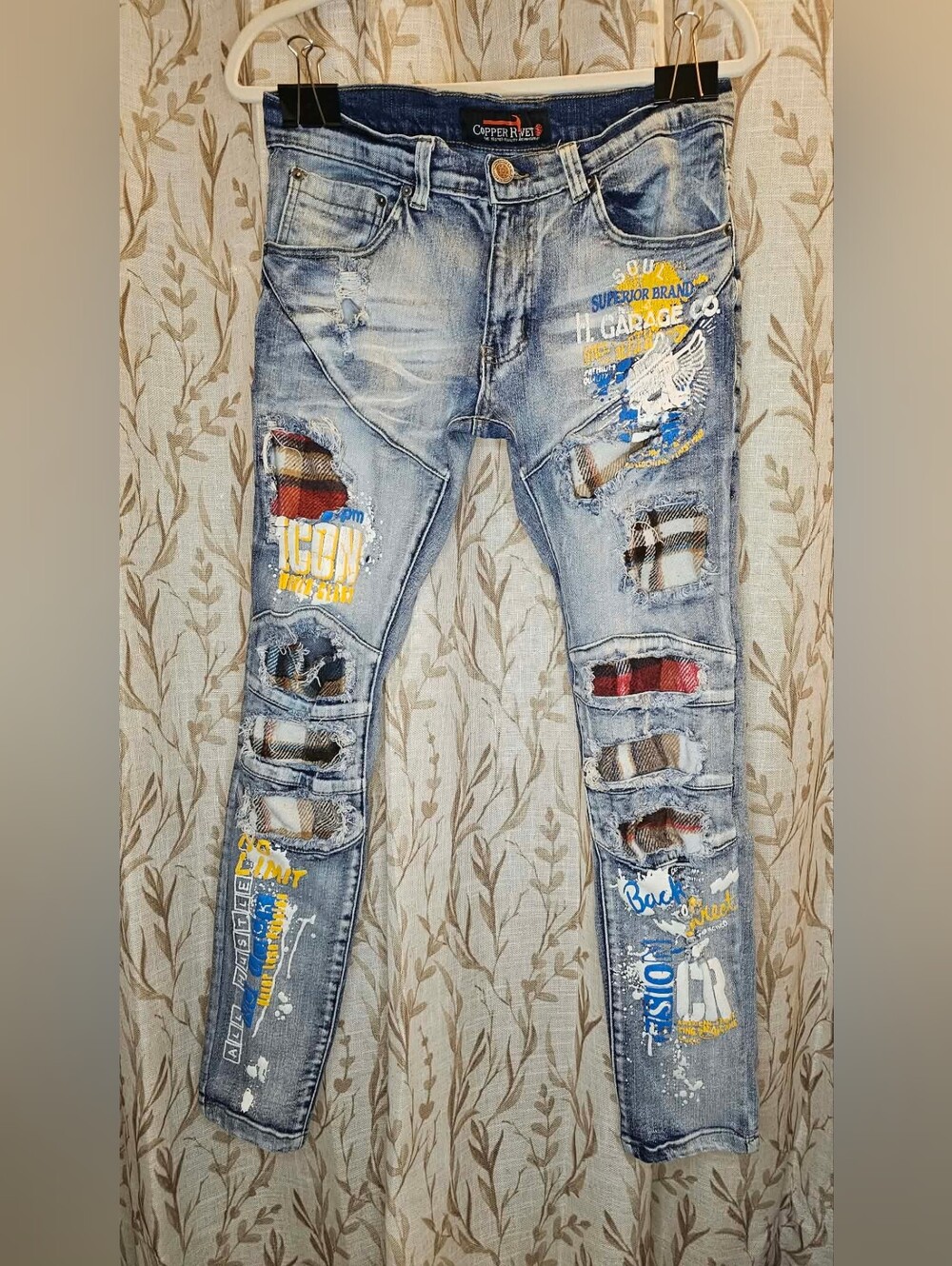 Copper Rivet Men’s 32x32 (See Measurements) Patchwork Graphic Y2K Streetwear